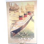 Plaque vintage Southampton to New-York ( 24,5 x 35 cm )