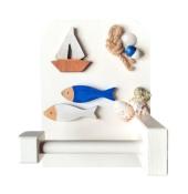 Support papier toilette poissons et bateau